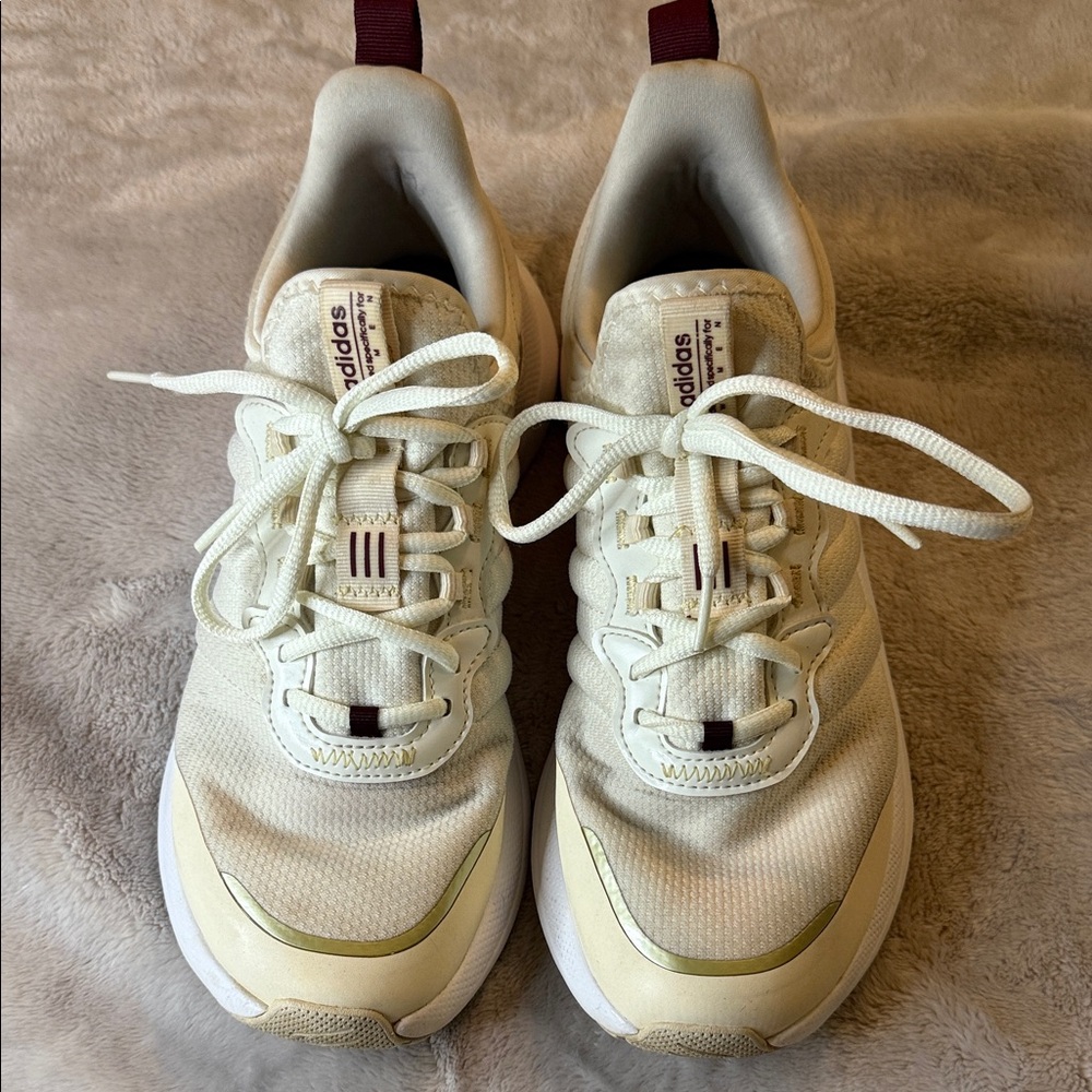 Adidas Women's Cream and Gold Sneakers